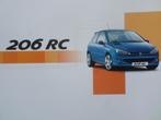 Peugeot 206 RC Brochure, Verzenden, Zo goed als nieuw, Peugeot