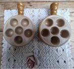 2 Franse gres escargot / slakken ovenschaaltjes, Antiek en Kunst, Ophalen of Verzenden