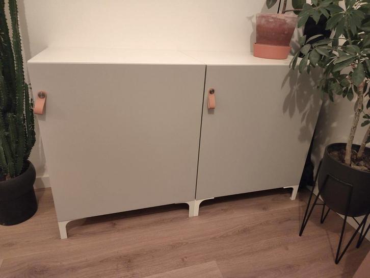 IKEA BESTA kasten met lederen handgrepen, Huis en Inrichting, Kasten | Dressoirs, Gebruikt, 50 tot 100 cm, 25 tot 50 cm, Met deur(en)