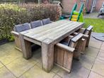 Robuuste steigerhout tuinset, Tuin en Terras, Tuinsets en Loungesets, Tuinset, Eettafel, Gebruikt, Ophalen of Verzenden