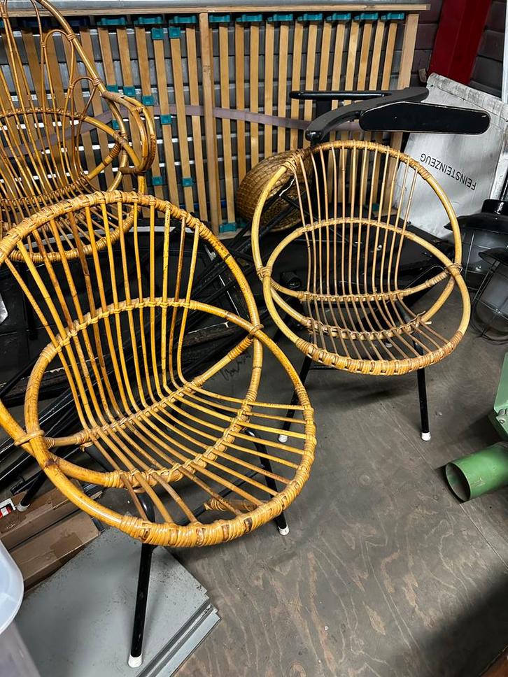 Rotan stoeltjes Rohe stijl - 3 stuks, Antiek en Kunst, Antiek | Meubels | Stoelen en Banken, Ophalen