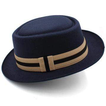 Blauwe wollen pork pie hoed / heren dames porkpie bowler beschikbaar voor biedingen
