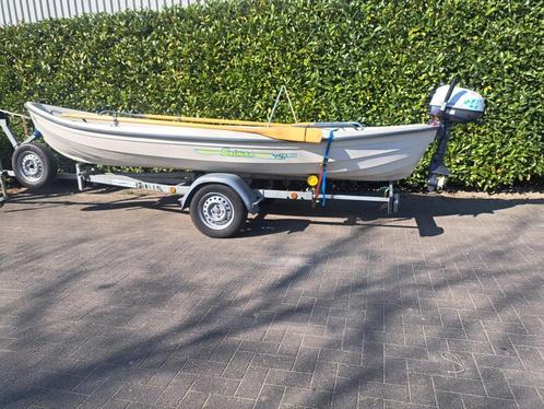 Unieke roei motor sloep Terhi Saiman, Watersport en Boten, Sloepen, Gebruikt, 30 tot 50 pk, 3 tot 6 meter, Polyester