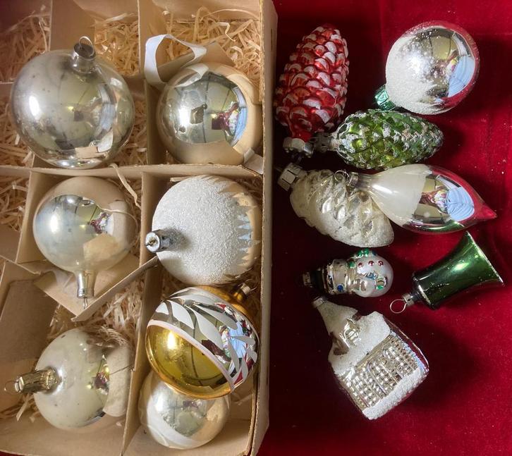 15 st vintage nostalgische kerstballen , jaren 50 60, Diversen, Kerst, Ophalen of Verzenden