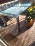 Glazen tafel, Huis en Inrichting, Tafels | Eettafels, Ophalen, Gebruikt, 50 tot 100 cm, Vijf personen of meer