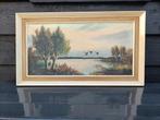 Prachtig schilderij van opvliegende eenden in de Biesbosch., Ophalen of Verzenden