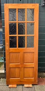 Eiken binnendeur met glas, Doe-het-zelf en Verbouw, Deuren en Horren, Ophalen, 80 tot 100 cm, Binnendeur, 200 tot 215 cm