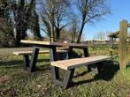 Picknicktafel zwart gepoedecoate poot | Eiken of Douglas, Ophalen, Nieuw, Rechthoekig, Hout