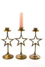 3 kandelaars messing ster, Antiek en Kunst, Antiek | Kandelaars, Ophalen of Verzenden, Koper of Brons