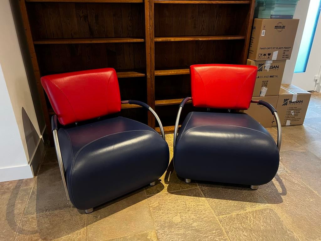 Leolux Design Stoelen - Set van Twee, Huis en Inrichting, Stoelen, Twee, Overige kleuren, Leer, Ophalen of Verzenden