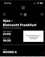 2 kaarten Ajax Frankfurt, Tickets en Kaartjes, Sport | Voetbal, Losse kaart, Twee personen, Maart, Europa of Champions League