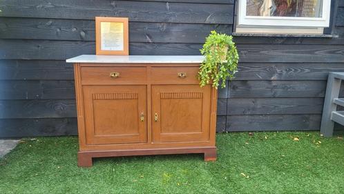 Vintage commode met marmeren blad, Huis en Inrichting, Kasten | Dressoirs, Gebruikt, 25 tot 50 cm, Met lade(s), Met deur(en), Met plank(en)