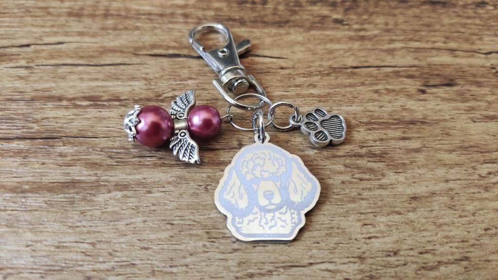 Sleutelhanger Tashanger Poedel Poodle RVS beschermengeltje, Dieren en Toebehoren, Verzenden, Nieuw