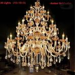Chique Designer Kroonluchter 30 Armen Amber Gold Incl. Led's, Ophalen of Verzenden, Nieuw