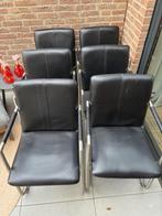 leren eetkamerstoelen, Huis en Inrichting, Stoelen, Ophalen, Zwart, Zo goed als nieuw, Metaal