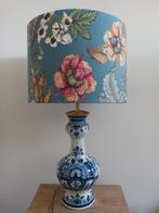 Handgemaakte Delfts Blauwe vaaslamp met velours lampenkap, Ophalen of Verzenden