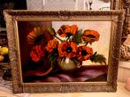 Antiek olieverf groot bloemen schilderij, Antiek en Kunst, Kunst | Schilderijen | Klassiek, Ophalen of Verzenden
