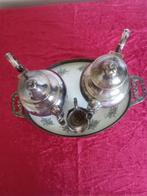 Antiek brocant dienblad met verzilverd servies, Ophalen
