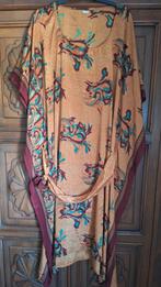 Kaftan zijde oranje wijnrood 48/50, Maat 46/48 (XL) of groter, Nieuw, Oranje, Ophalen of Verzenden