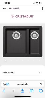 Zwarte spoelbak met 2 bakken (Greenwich N-150), Huis en Inrichting, Keuken | Keukenelementen, Zwart, Nieuw, Minder dan 100 cm