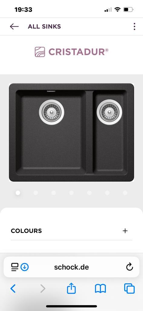 Zwarte spoelbak met 2 bakken (Greenwich N-150), Huis en Inrichting, Keuken | Keukenelementen, Nieuw, Minder dan 100 cm, 50 tot 100 cm