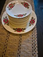 Retro Gebakstel - Taartschaal + 12 Bordjes, Antiek en Kunst, Antiek | Servies compleet, Ophalen of Verzenden