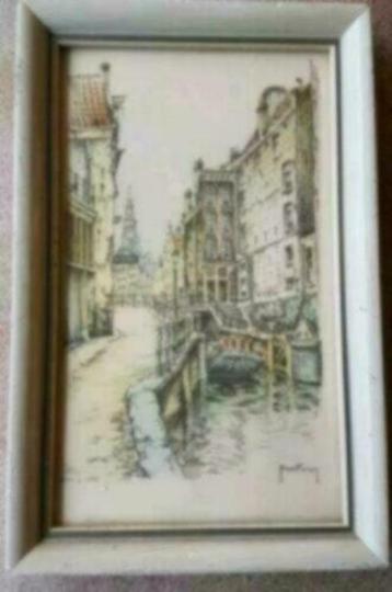 Litho Amsterdam Henk Hoefman oudezijds kolk oude kerk. (2e) beschikbaar voor biedingen