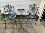 Bistro set 2 stoelen gegoten aluminium en gietijzer tafel, Ophalen