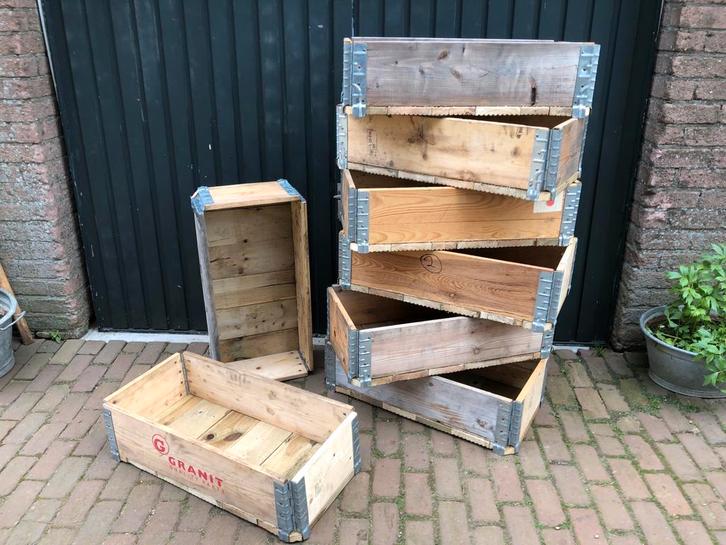 Industriële bloembakken of kratten, Huis en Inrichting, Woonaccessoires | Kisten, Gebruikt, Minder dan 50 cm, Minder dan 50 cm