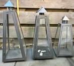 3 buiten metalen buitenlantaarns voor kaarsen, Huis en Inrichting, Woonaccessoires | Kandelaars en Kaarsen, Ophalen of Verzenden