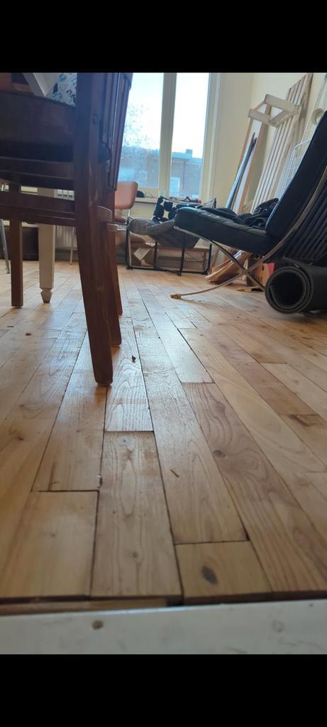 Grenen vloer - 65m2, Doe-het-zelf en Verbouw, Vloerdelen en Plavuizen, Gebruikt, Vloerdelen of -planken, Hout, 150 cm of meer