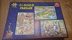 jan van haasteren 3x 500, Ophalen of Verzenden, 500 t/m 1500 stukjes, Gebruikt, Legpuzzel