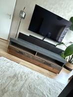 TV meubel bruin / grijs met bijbehorende wandplank, Ophalen, Gebruikt, 100 tot 150 cm, Minder dan 100 cm