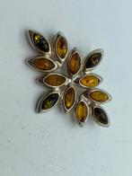 A845 Prachtige zilveren barnstenen broche, Sieraden, Tassen en Uiterlijk, Broches, 4 tot 7 cm, Ophalen of Verzenden, X, Met edelsteen