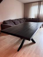 Industriële eettafel zwart blad & metalen kruispoot, Huis en Inrichting, Tafels | Eettafels, Ophalen, 200 cm of meer, 50 tot 100 cm