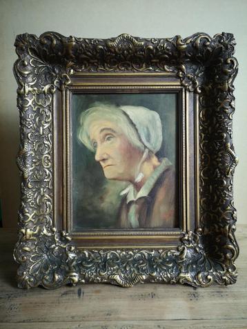 Olieverfschilderij portret, in fraaie barokke lijst beschikbaar voor biedingen