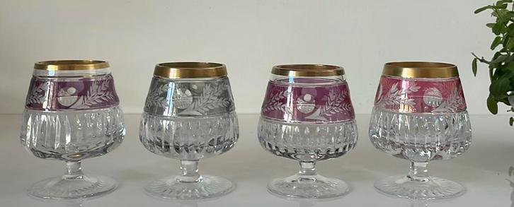 4 Ebeling & Reuss Emperor cognacglazen, Antiek en Kunst, Antiek | Glas en Kristal, Ophalen of Verzenden