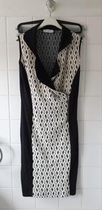 Vrouwelijke jurk merk pepperz maat xl zwart wit overslagrits, Wit, Zo goed als nieuw, Maat 46/48 (XL) of groter, Verzenden