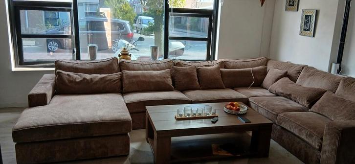 Bankstel, Huis en Inrichting, Banken | Bankstellen, Zo goed als nieuw, Vierpersoons of meer, Stof, Ophalen of Verzenden