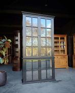 Zwarte hoge Vitrinekast | Oude Winkelkast | Buffetkast #2429, Niet ingevuld, 100 tot 150 cm, 200 cm of meer, Niet ingevuld