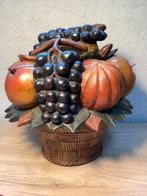 Vintage massief houten fruitmand met fruit, Huis en Inrichting, Woonaccessoires | Overige, Ophalen of Verzenden, Gebruikt
