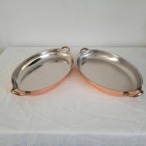 2 x koperen ovenschaal braadslee pan, Huis en Inrichting, Keuken | Potten en Pannen, Nieuw, Koekenpan of Braadpan, Rvs, Ophalen of Verzenden