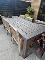 Teakhouten tuinset met 6 stoelen, Ophalen, Gebruikt, 100 tot 150 cm, Teakhout