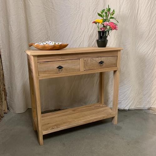 Sidetable - massief teak hout - vanaf € 95,- Bij TTM Wonen, Huis en Inrichting, Tafels | Sidetables, Nieuw, 25 tot 50 cm, Rechthoekig