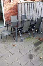 Tuintafel met stoelen en hocker, Ophalen, Gebruikt, Metaal, Inklapbaar