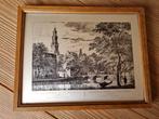 Mooie Vintage Ets Gravure Westerkerk en Vleeschhal Amsterdam, Antiek en Kunst, Verzenden