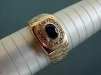Gouden ring saffier briljanten, 14 k ct, groot en zwaar, 21+, Sieraden, Tassen en Uiterlijk, Ringen, Goud, Goud, 20 of groter