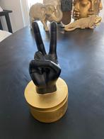 Doosje/opbergdoosje, peace teken, goud/zwart, Ophalen
