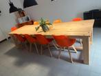 Houten Tafel met 8 Stoelen - Onbehandeld, Ophalen, Gebruikt, 200 cm of meer, 50 tot 100 cm