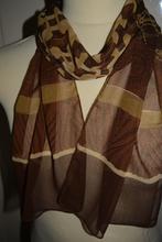 shawl, vintage, 'retro' bruin langwerpig shawltje, Ophalen of Verzenden, Zo goed als nieuw, Sjaal